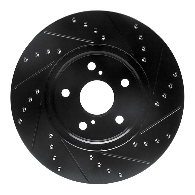 Lexus ES300 Brake Rotor (1) - Front Left - R1 Concepts - Drilled & Slotted - Black - `02-`15